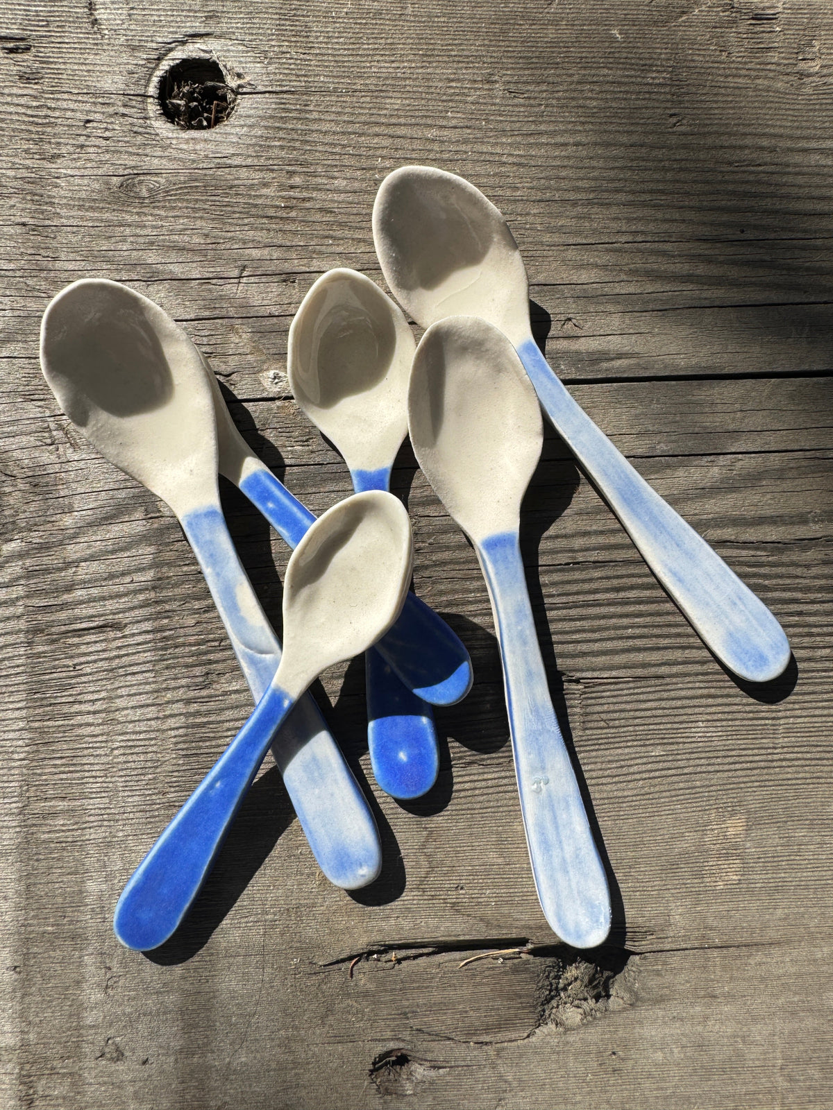 Hand formed ceramic porcelain tea spoon