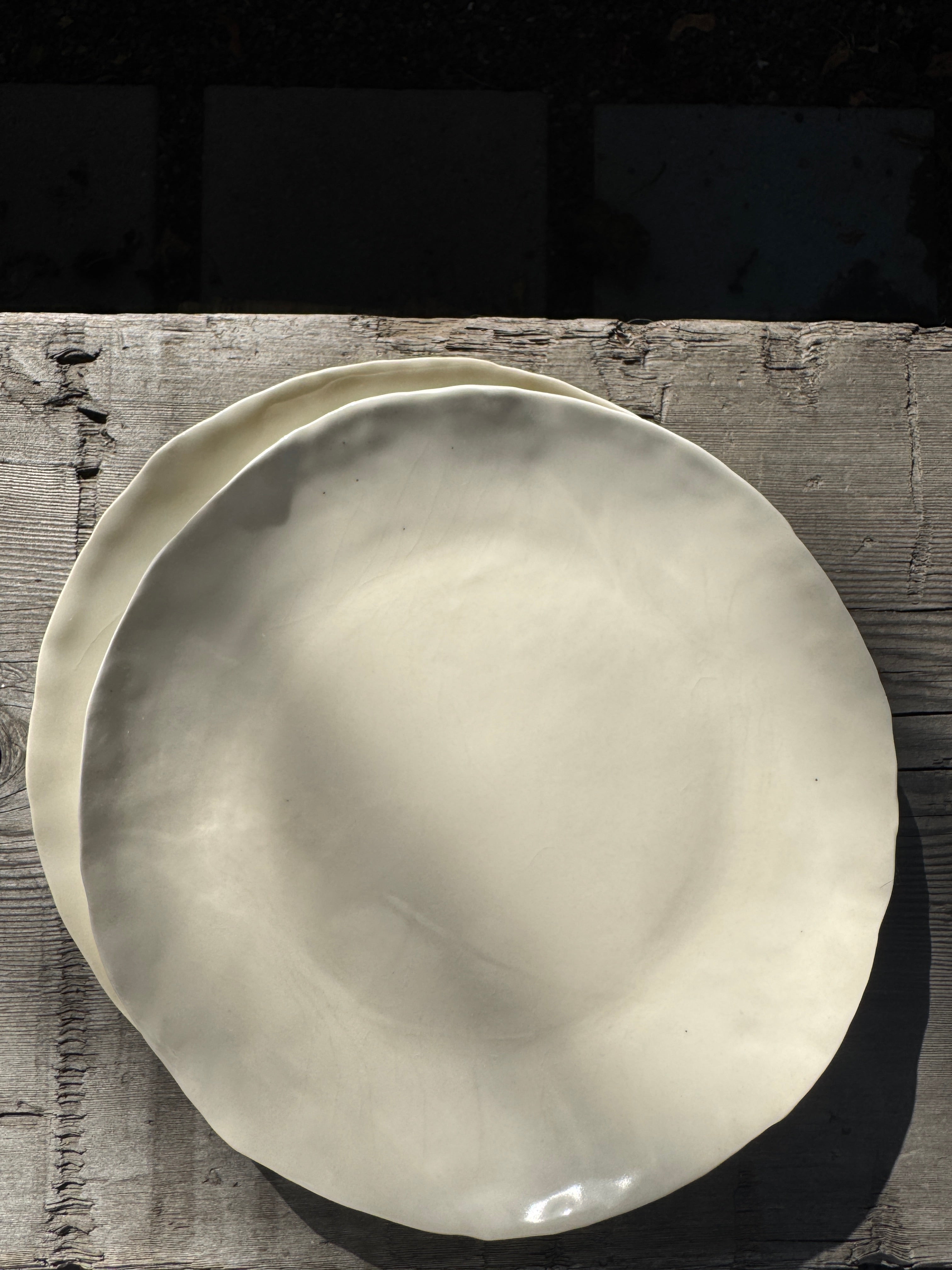Hand formed porcelain breakfast or dessert plate