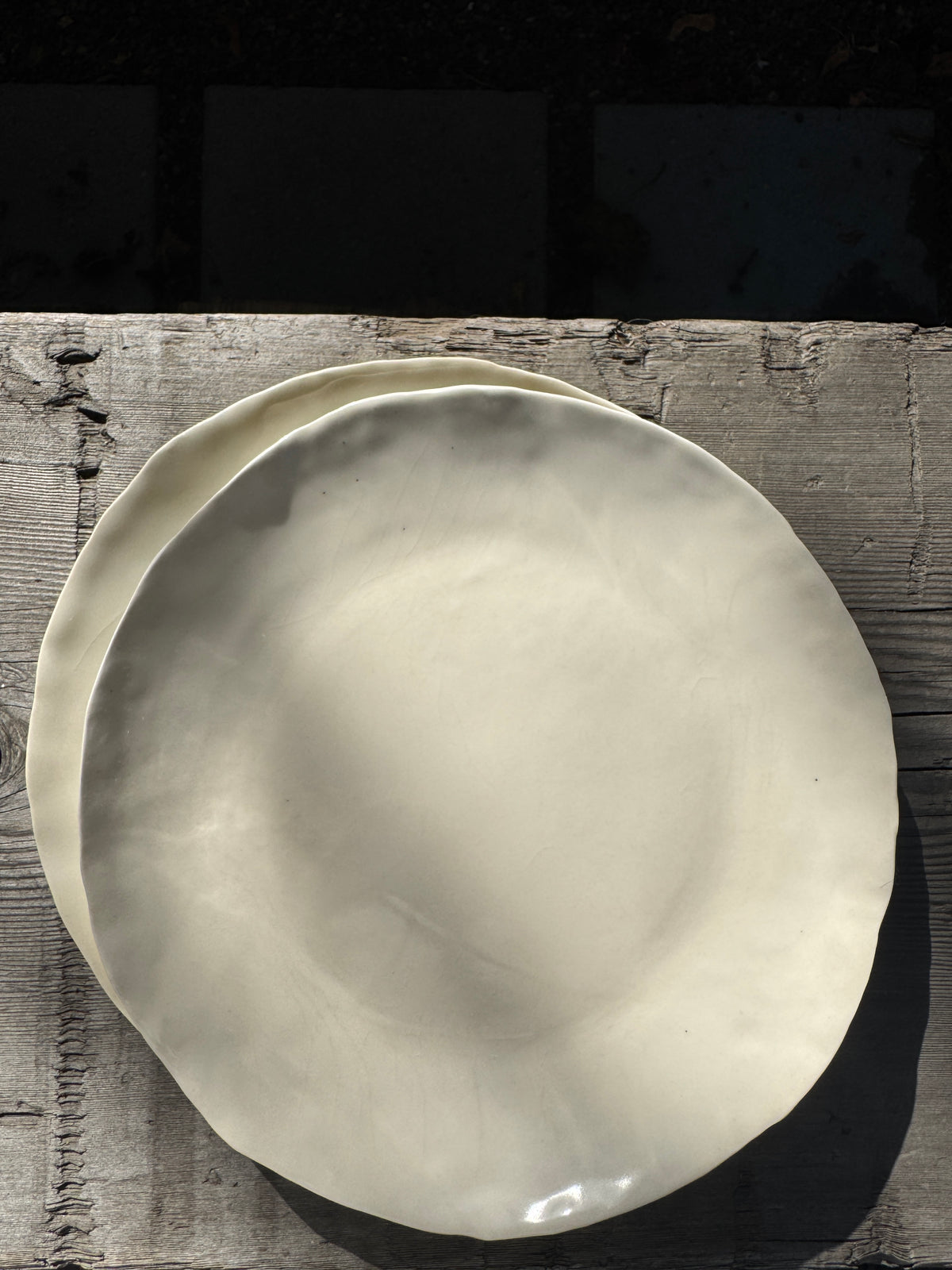 Hand formed porcelain breakfast or dessert plate