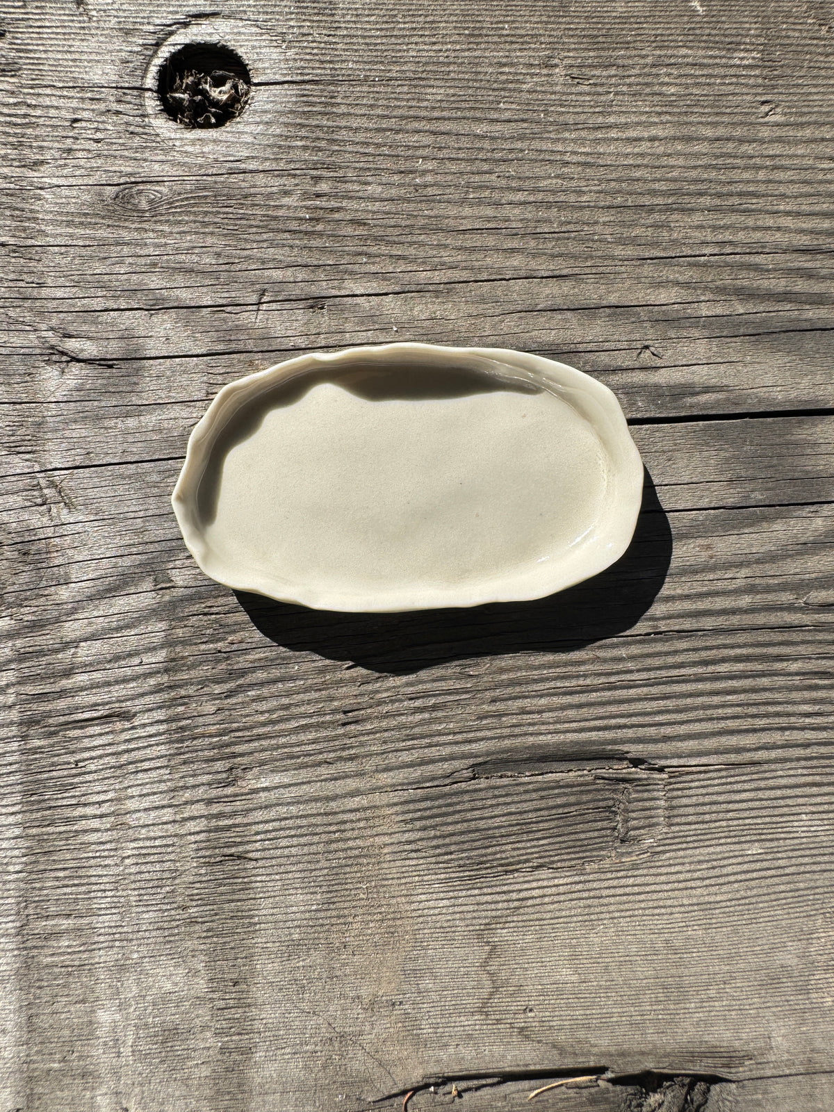 Oyster inspired hand formed porcelain mini dish