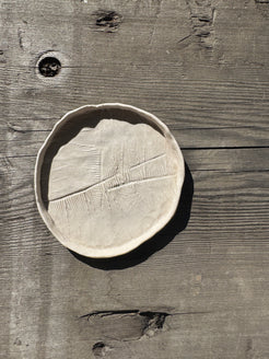 Textured white hand formed porcelain dish