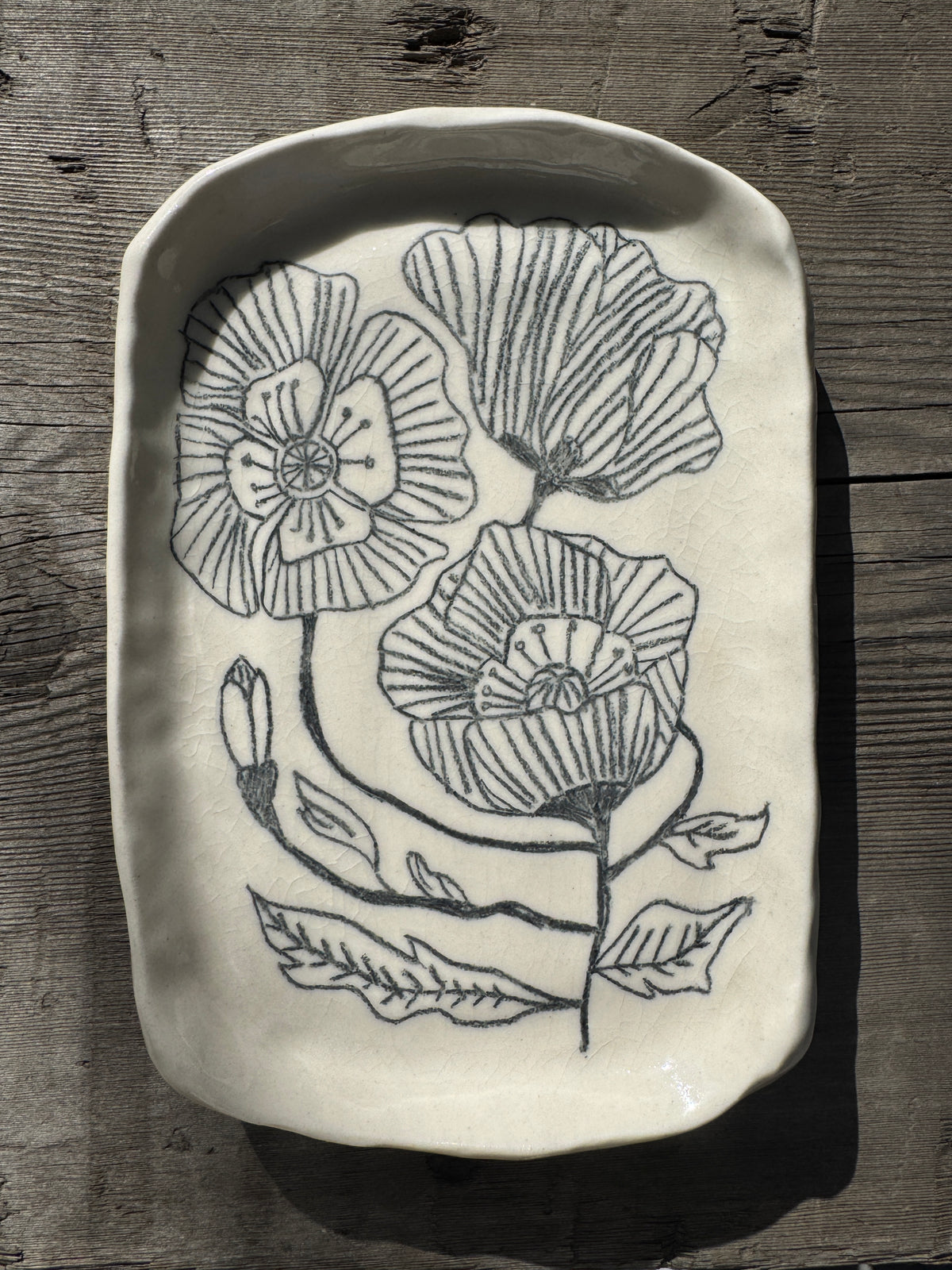 Hand Drawn Poppy Tray