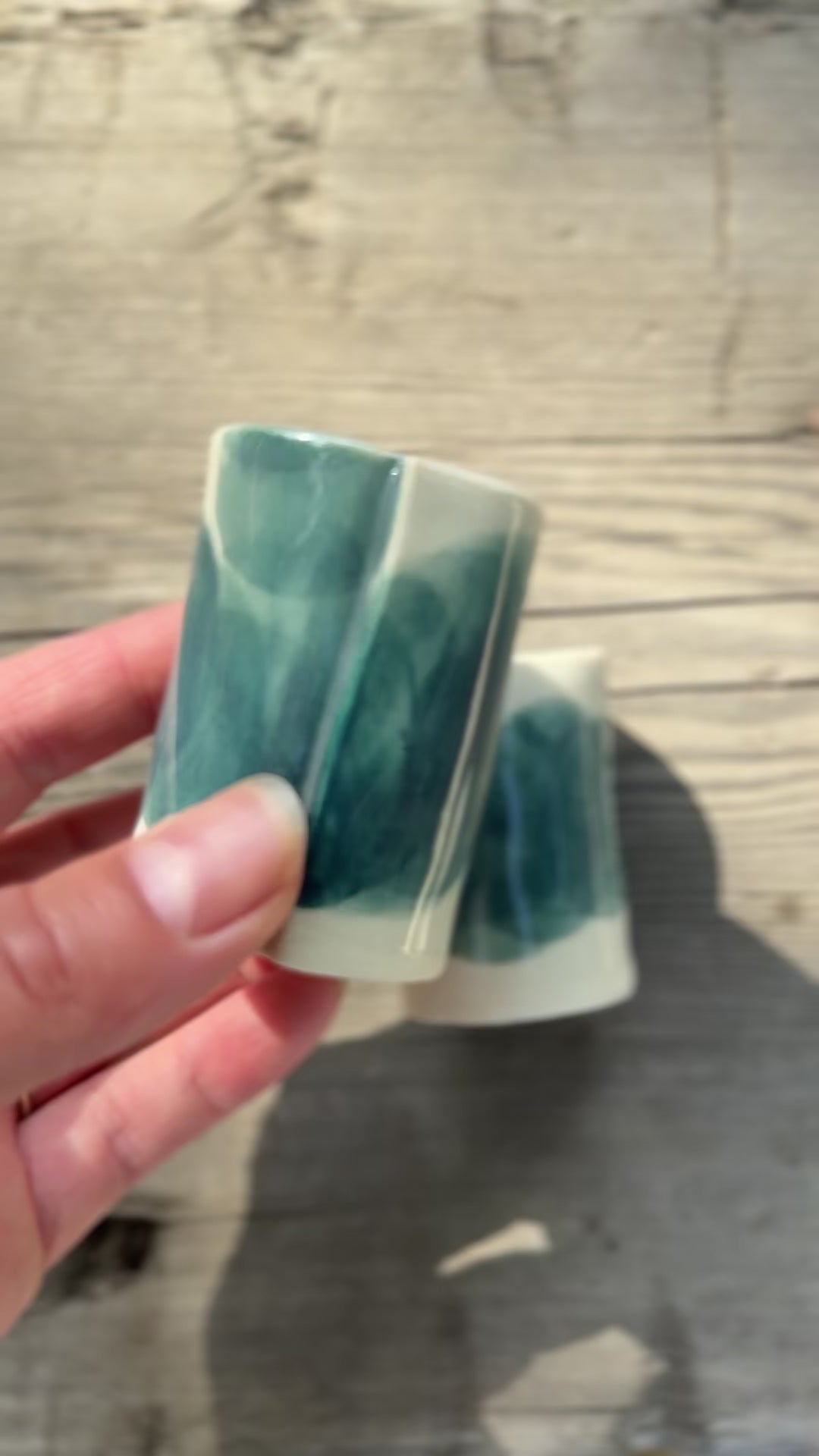 pair of dusty cobalt sipping cups