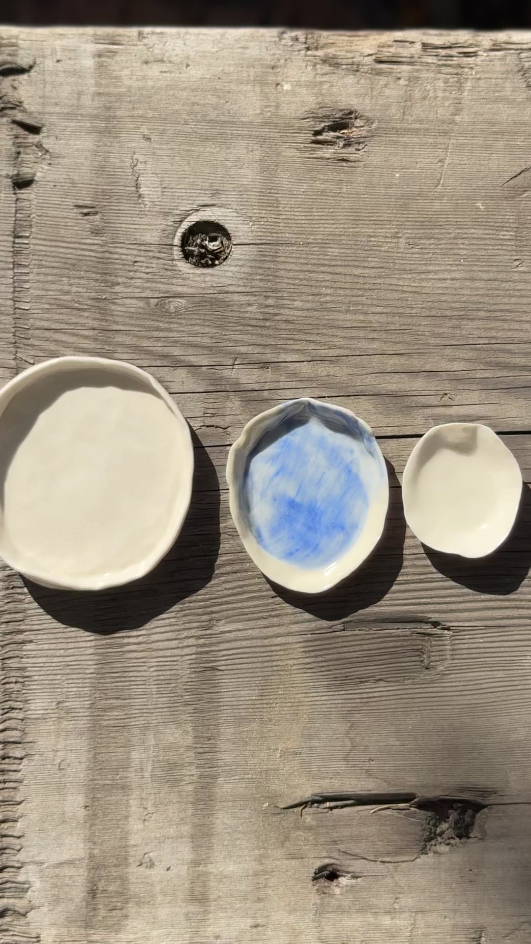 Trio of hand made porcelain mini plates