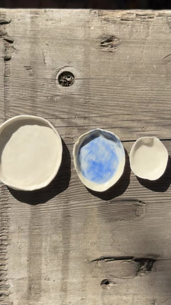 Trio of hand made porcelain mini plates
