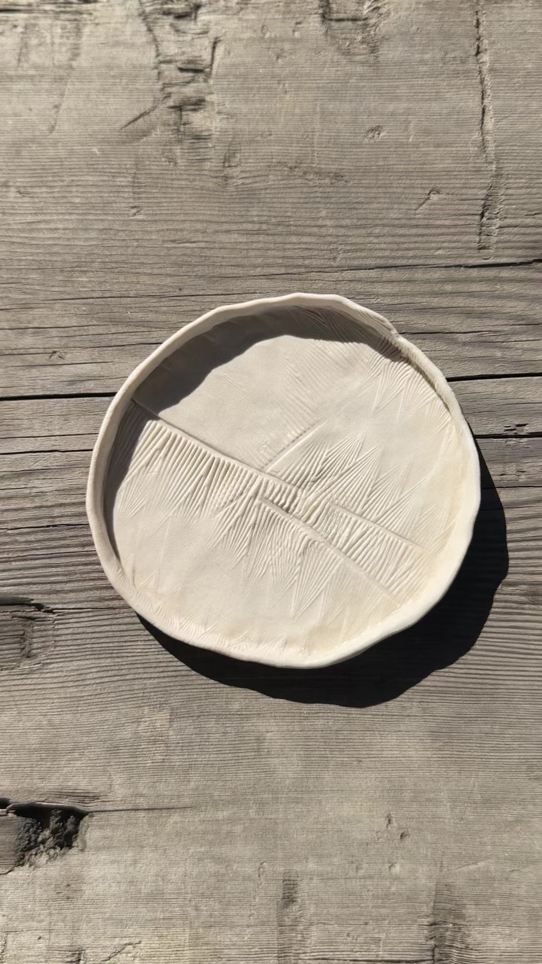 Textured white hand formed porcelain dish